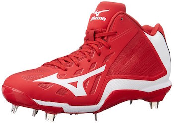 Red Mizuno Heist IQ Mid Cleats