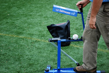 Close Up Blue Flame Pitching Machine