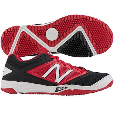 Red and Black New Balance Turf Shoes
