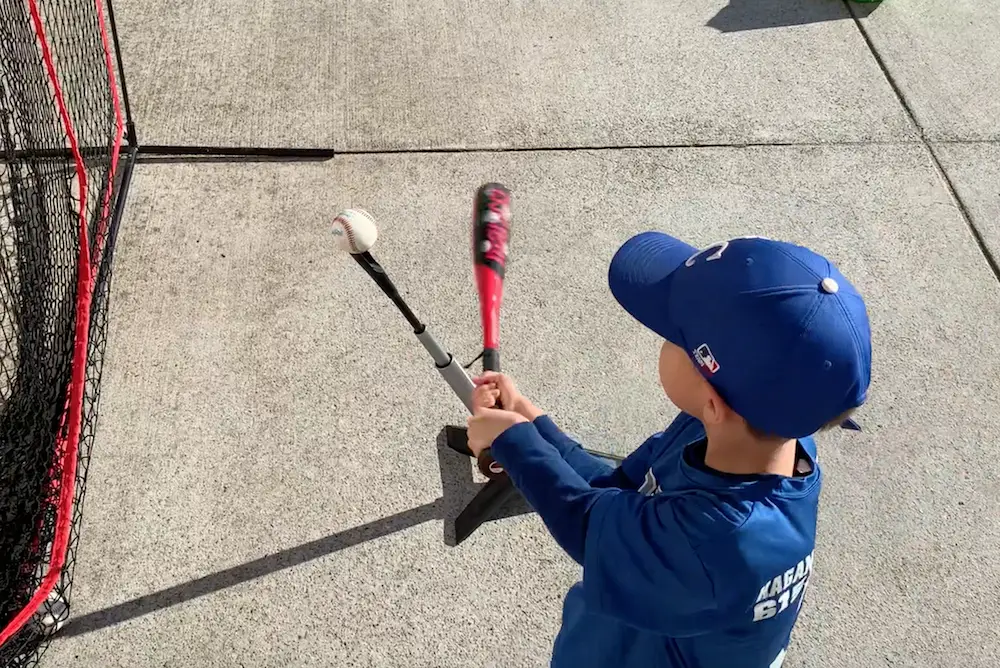 Micah Hitting Off Of SKLZ Launch Tee Elite