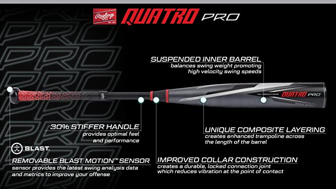 2022 Rawlings Quatro Pro BBCOR Info Graphic